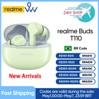 Realme Buds T110 TWS Earphone Bluetooth 5.4 IPX5 Waterproof Sport Headset AI ENC Call Cancelling Wireless Headphone