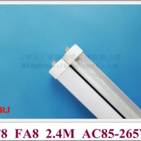 FA8 single pin LED tube light lamp SMD 2835 LED fluorescent tube T8 LED lighting tube 2400mm 2.4M 8ft 4800lm 40W free shipping