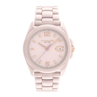 送禮首選★COACH 優雅典鑽粉色陶瓷腕錶36mm(14503926)  附提袋【全館滿額折價】