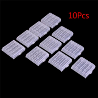 10pcs 4 Slots AA AAA Plastic Battery Holder Storage Box Battery Case Cover for AA AAA Rechargeable Battery Container Organizer
