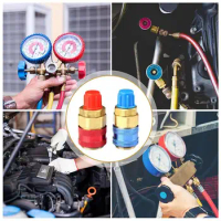 R134A Low High Auto Car Quick Coupler Connector Brass Gauge Adapters Manifold Adjustable Refrigerant Conditioning Car Air A Q1X9