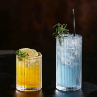 Long Drink Cup Bar Cocktail Cup Juice Cup Beverage Cup Vertical Stripes Ins Internet Celebrity Cup W