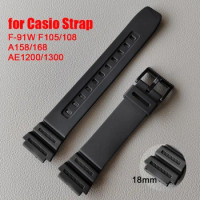 18mm Rubber Watchband for Casio F-91W F105 F108 A158W A168 AE1200 AE1300 Resin Mens Sport Bracelet Replacement Watch Accessories