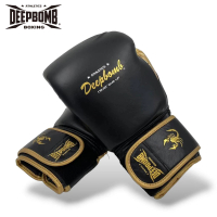 【DEEPBOMB】閃電金屬系列拳套-黑金色 16oz(拳套 泰拳 拳擊手套 紅色 閃電系列 16oz)