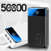Power Bank 50000mAh Portable Fast Charging Powerbank External Battery Charger For iPhone 15 Huawei Xiaomi Samsung LED Poverbank