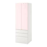 SMÅSTAD/PLATSA 衣櫃/衣櫥, 白色 淺粉紅色/附3個抽屜, 60x57x181 公分