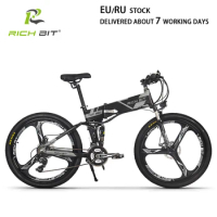 RichBit RT-860 Electric Bicycle 250W 36V 26 inch Mountain Beach Snow Electric Bike 12.8AH Lithium Battery Folding Electric Bike