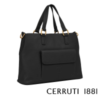【Cerruti 1881】義大利百年精品 義大利頂級小牛皮拖特包/肩背包 CEBA05263M(黑色)