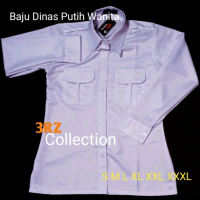 Baju Dinas PDH Seragam Putih Kerja Wanita  Blazer  Lengan Panjang dan Lengan Pendek