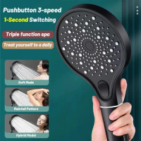 New Big High Pressure 3 Spray Mode Showerhead with Filters for Hard Water Handheld Shower Head Water Saving Bathroom Accessories