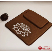 Đệm thiền lễ Phật, tụng kinh in hoa sen màu nâu, xám 60x60, 70x70, 80x80 Lá Bối Decor Decor Phòng