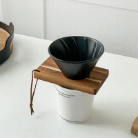 Wooden Pour Over Cone Dripper Coffee Filter Stand Wooden Filter Stand Natural Wooden Tea Strainer Holder Ceramics Funnel