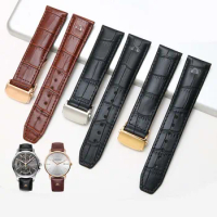 For MAURICE LACROIX Eliros watchband First layer calfskin 20mm 22mm with folding buckle Black brown cow genuine leather strap