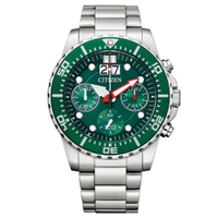 CITIZEN星辰 AI7009-89X 三眼計時潛水腕錶/綠面 43mm｜樂天全館特惠中★指定刷卡回饋10%