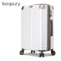 Bogazy 迷宮迴廊 25吋菱格紋可加大行李箱(尊爵白)