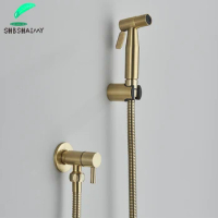 Handheld Toilet Bidet Sprayer With Brass Valve Stainless Steel Bidet Shower Hygienic Shower Wall Mounted Toilet Bidet Spray