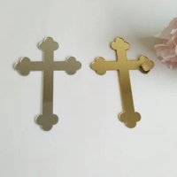 20PCS 2.5inch Acrylic Mirror Cross Sticker ,Acrylic Mirrored Crosses for Scrapbooking Wedding Party Favors Home Decor