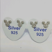 Anting tusuk- giwang perak asli  925  lapis emas model mickey