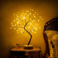 108 LED Fairy Sparkly Tree Table Lamp Remote Control Artificial Bonsai Tree Night Lights Tree Desk Lamp Room Holiday Lighting Ni