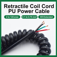 Spring Spiral Power Cable 2 3 4 5 6 7 8 9 10 12 18 Core 0.1/0.2/0.3/0.5/0.75mm2 Connector Extend Tensile Retractile Coil PU Wire