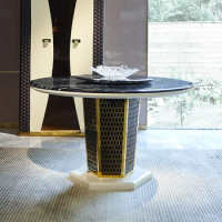 Luxury marble dining table turntable round dining table and chairs combined dining table