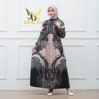 gamis batik Pekalongan busui tali samping baju kondangan muslim dress Wanita Katun Nyaman Tebal Moti