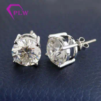 Provence Jewelry 14 K 585 White Gold Push Back D color 10 mm stone 8 Carat ctw Test Positive Lab Grown Moissanite Women Earrings