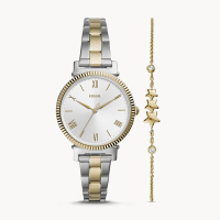 【FOSSIL】Daisy 不銹鋼手錶和手鍊套裝-34mm(ES4914SET)