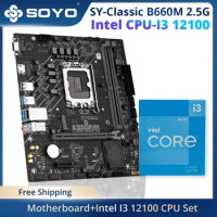 SOYO New Classic B660M 2.5G Motherboard with Intel I3 12100 CPU Motherboard Set DDR4 Memory LGA1700 Motherboard Combo No Cooler