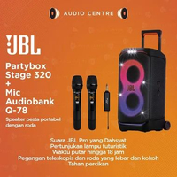 JBL Partybox Stage 320 Party box 320 Portable Speaker dengan roda Black JBL Stage 320 + Q78 Mic