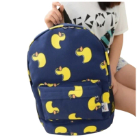 【May Shop】黃色小鴨印花雙肩背後背包運動背包