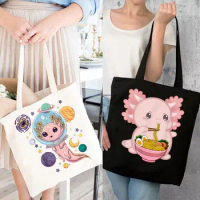 Cute Axolotl Tote Bag Gamesolotl Gamer Shoulder Bag Student Book bag Girl Storage Bag Handbag Woman Large Capacity Shopping Bag