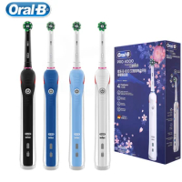 Oral B Electric Toothbrush Pro4000 Visible Pressor Sensor 3D White Teeth Whitening Brush 4 Modes Timer Waterproof Rechargeable