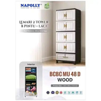 BCBC MU48D NAPOLLY - Lemari Pakaian Napolly Ambal BCBC MU 48 D | Lemari Plastik Napolly Kaca Cabro H