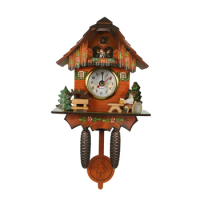 Antique Wooden Cuckoo Wall Clock Bird Time Bell Swing Alarm Watch Home Art Decor