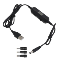 Kabel Penukar Tingkatan Voltan USB, 5V ke DC 1.5V-12V, Talian Pengawal Selia Kuasa Pengubah Volt, de