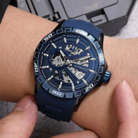 jam tangan Evans Jayden Jam Tangan Pria 9565 Rubber Automatic Movement Stainless Steel Kaca Sapphire