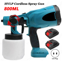 800ML Electric Spray Gun Cordless HVLP Paint Sprayer Auto Furniture Steel Coating Airbrush With Rechargeable 24V Lithium Battery