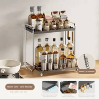 ECOCO Seasoning Rack Aluminium (Pull-Out/Standard) - Rak Bumbu Dapur / Wadah Simpan Bumbu / Tempat B