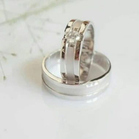 CINCIN KAWIN MUTIARA ZIRCON - CINCIN PERNIKAHAN ELEGANT MODEL PERMATA Couple,Dapat di sesuaikan
