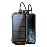 Solar Power Bank 26800mAh 10W Qi Wireless Charger for iPhone 14 Xiaomi Portable PD 20W Fast Charge Powerbank with LED Flashlight