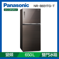 Panasonic國際牌650公升玻璃雙門變頻冰箱曜石棕NR-B651TG-T