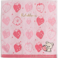 拉拉熊 粉紅 草莓 刺繡25cm小方巾/毛巾/手帕 懶懶熊 日貨 正版授權J00012687