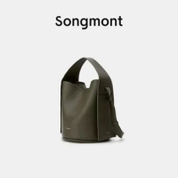 Songmont New ear hanging series bucket bag for women's single shoulder layer cowhide spring/summer high-capacity commuting bag