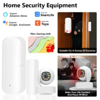 Tuya Smart Zigbee/WiFi Door And Window Sensor Door Magnetic Alarm Automatic Tracking Wireless Camera Home Security Devices