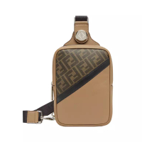 Fendi [12.12 Dealcember] FF Diagonal Canvas Leather Belt Bag Brown