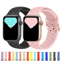 Watchband for Apple Watch Se 6 5 4 3 2 1 Bands 38mm 42mm 40mm 44mm Soft Sports Breathable Silicone Strap for iWatch Band