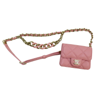 【二手名牌BRAND OFF】CHANEL 香奈兒【激安價】粉色 牛皮 菱格紋 腰包