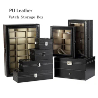 New Leather Watch Box Organizer Black Watch Holder Case Fashion Watch Display Boxes Jewelry Gift Box