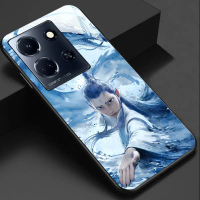 เคสโทรศัพท์กระจกนิรภัย, สำหรับ Infinix Note 30 4G และ Note 30 5G, ลายอะนิเมะ Ne Zha Ao Bing, ปกแข็ง,